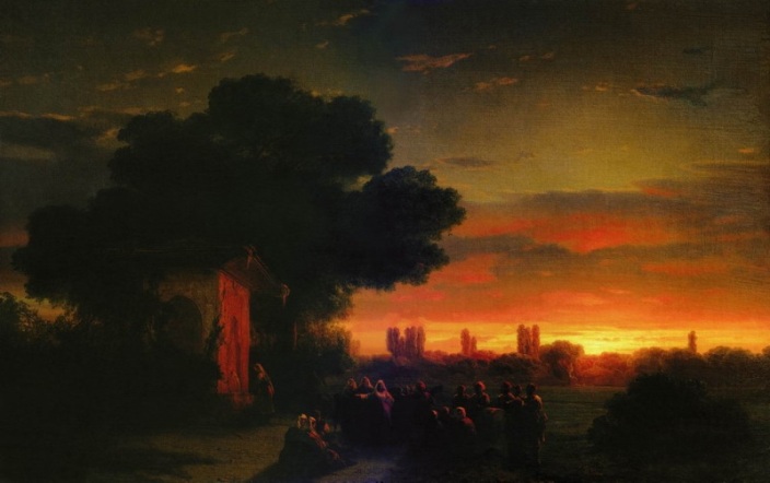 Вид в Крыму при закате солнца, 1862
