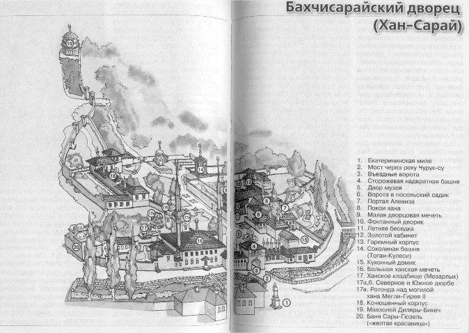 Карта-схема ханского дворца в Бахчисарае