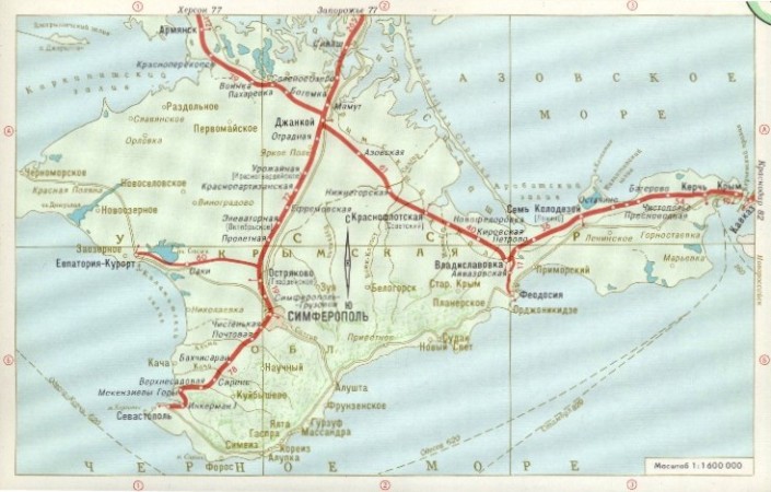 Карта железных дорог Крыма